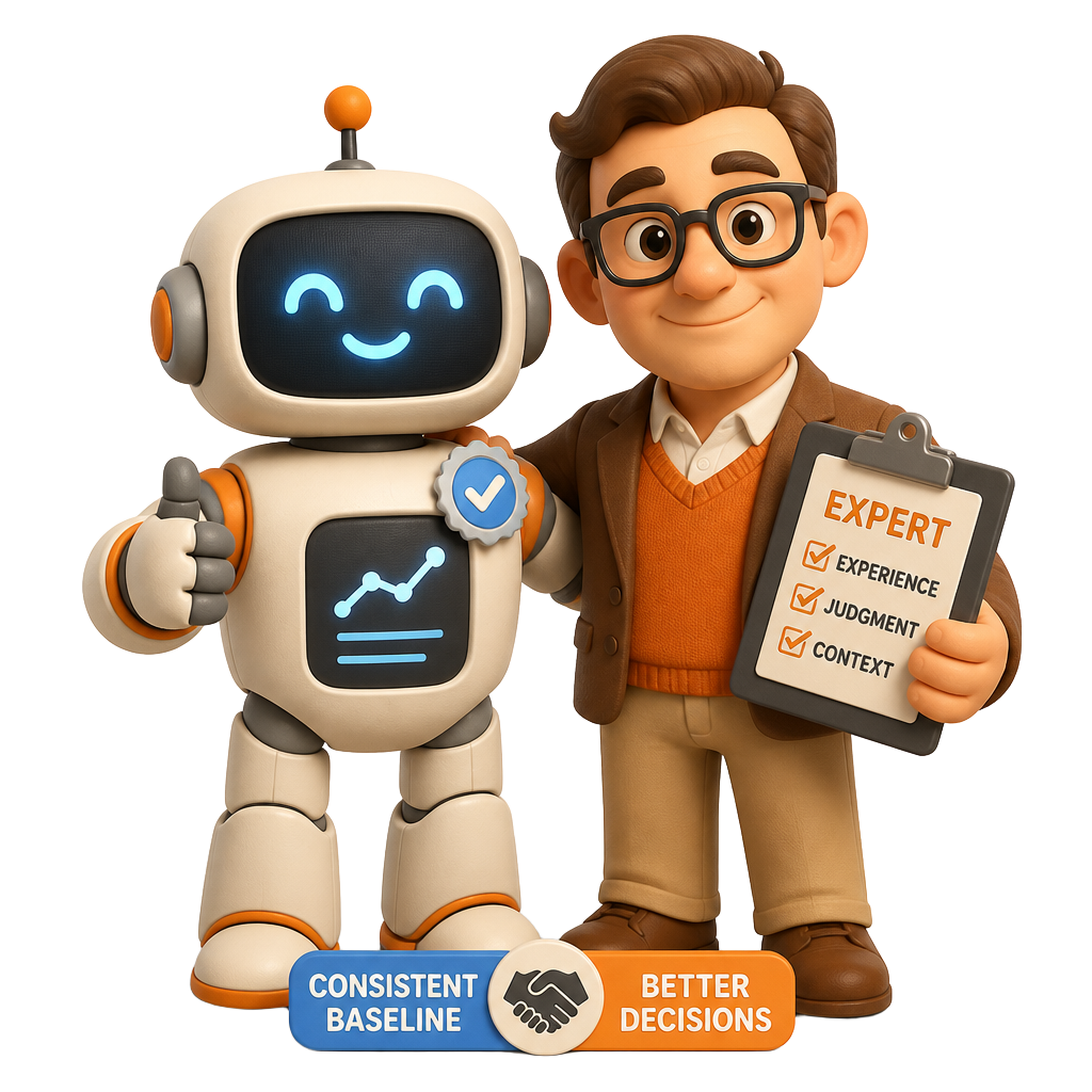 An AI robot and a human expert working together as a reliable team